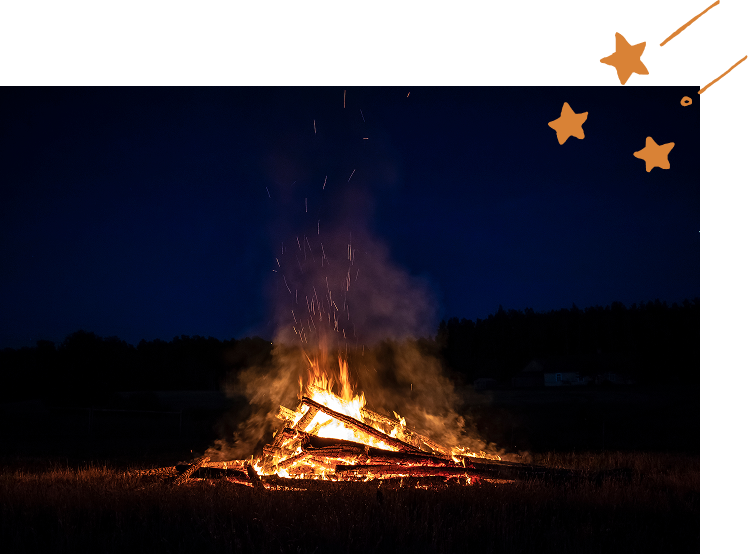 焚き火をしている